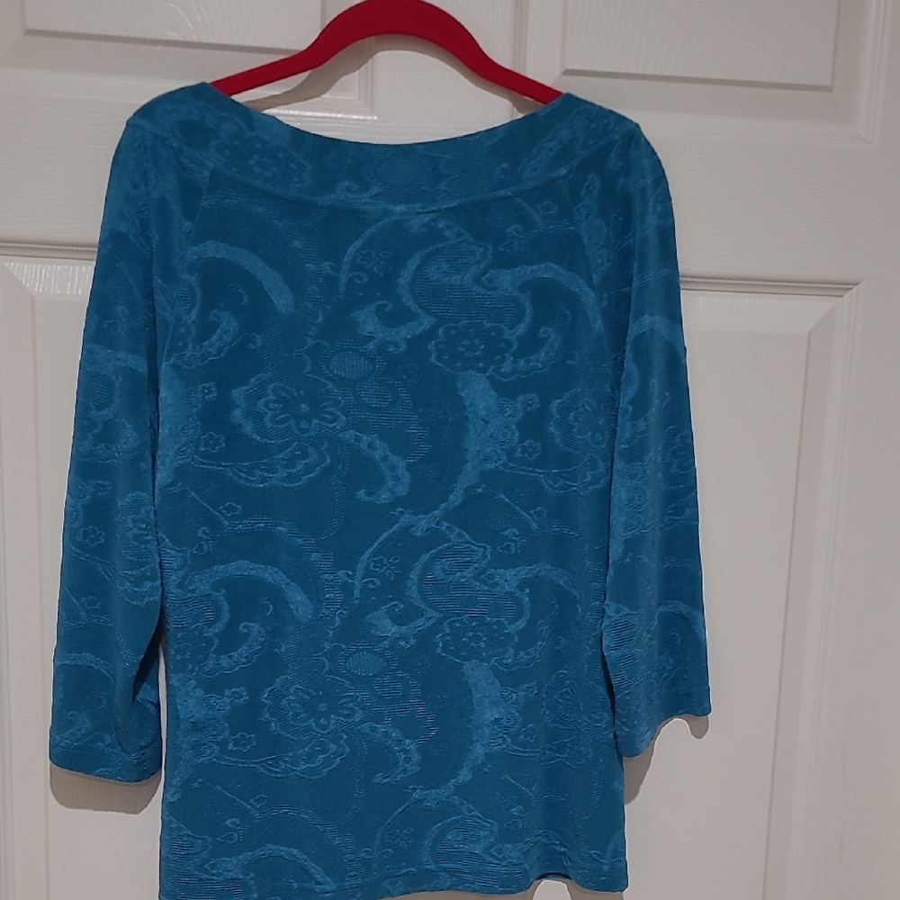 Coldwater Creek Teal Floral Women's Blouse